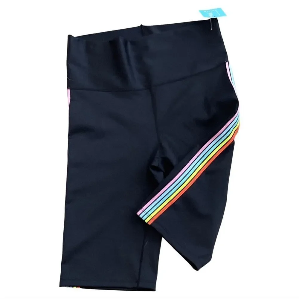 Rainbow Striped Biker Shorts by LaLa Sportswear • Medium • NWT